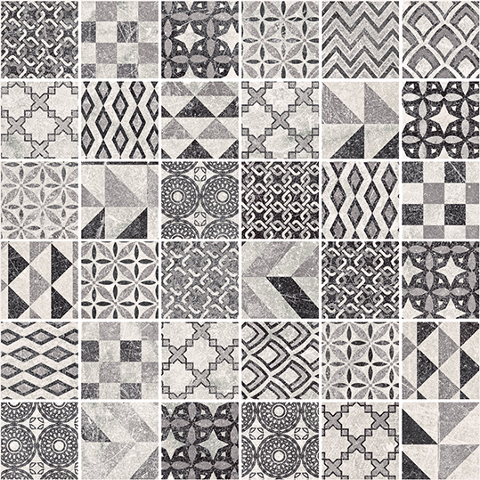 Pis &quot;Mix Pattern&quot; Mosaic - high contrast dark and light deco pattern on 2x2 squares